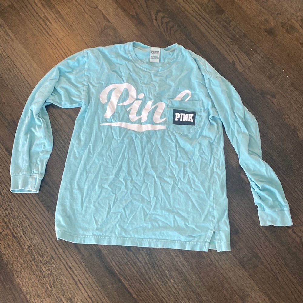 Victorias Pink Secret Blue Vintage Shirt Long Sleeve Faded Small S GUC
